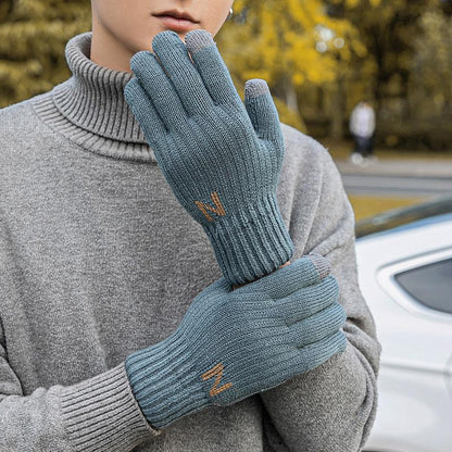 Men's Winter Thickened Fleece-lined Thermal Touch Screen Gloves