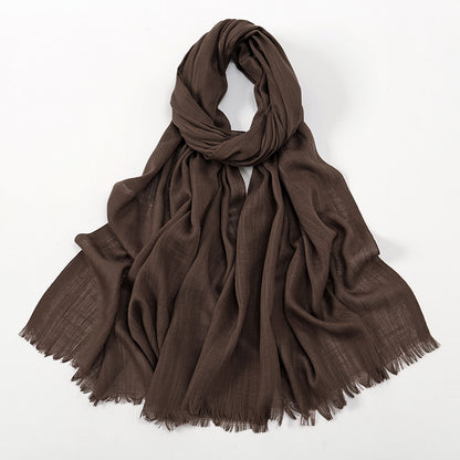 Women's Slub Cotton Solid Color Linen Feel Burrs Scarfs