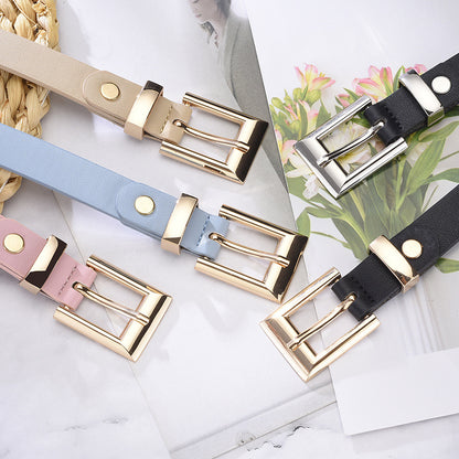 Women's Fashion Gold Buckle Elegant Decorative Thin High-grade Belts