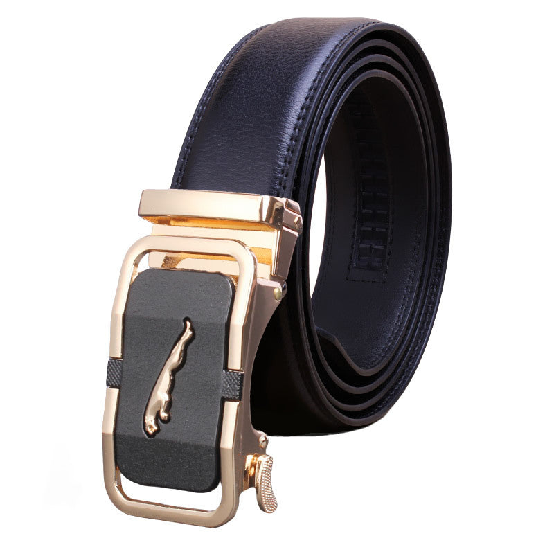 Men's Leather Automatic Buckle Cowhide Business Pant Belts