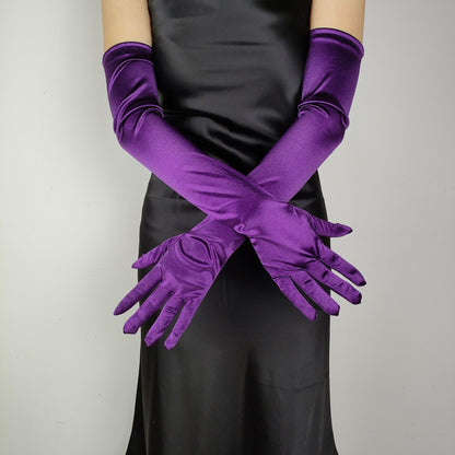 Women's Lengthened Satin Stretch Vintage Dress Bride Gloves