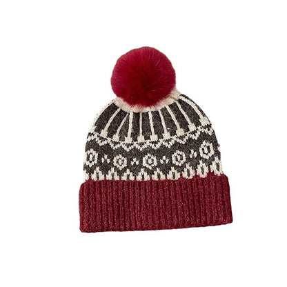 Children's Woolen Earflaps Warm Hat Cute Fur Ball Kids' Headwear