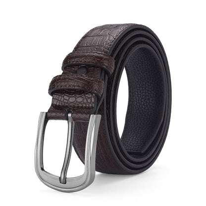 Men's Crocodile Pattern For Alloy Pin Buckle Cowhide Belts