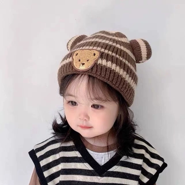 Children's Thickened Knitted Hat Cartoon Cute Bear Kids' Headwear