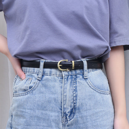 To Match Black Small Simple Thin Retro Belts