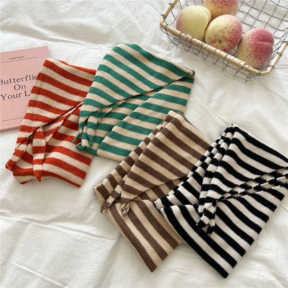 Women's Triangular Binder Knitted Striped Fashionable Warm Scarfs