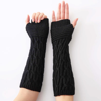 Women's & Men's Knitting Wool Knitted Fingerless Warm Pile Style Gloves