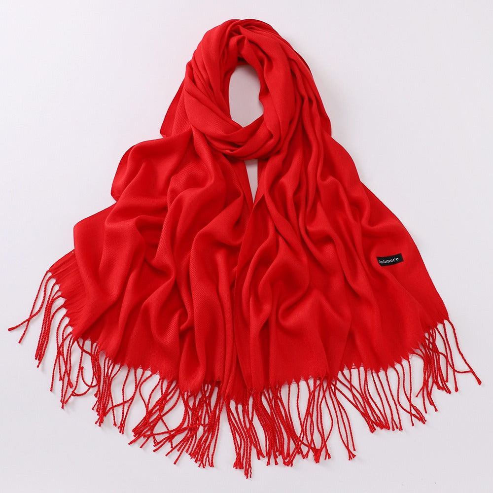 Imitation Cashmere Solid Color Long Warm Scarfs