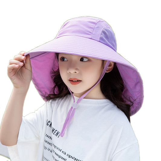 Children's Solid Color Fisherman Hat Sun Protection Kids' Headwear