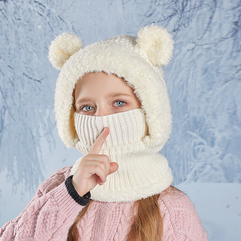 Children's Bear Mask Integrated With Winter Outdoor Kids' Headwear