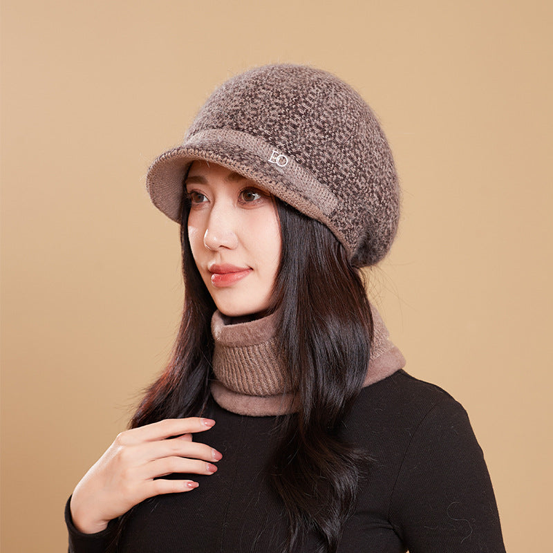 Women's Hat Knitted Warm Thickened Peaked Riding Hats & Caps