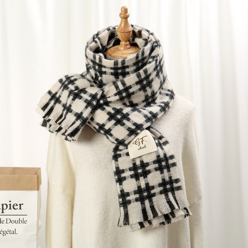 Women's Fashionable Korean Well-shaped Plaid Winter Warm Scarfs