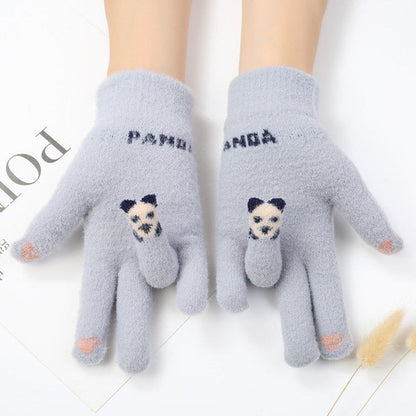 Plush Winter Cycling Knitted Cute Touch Gloves