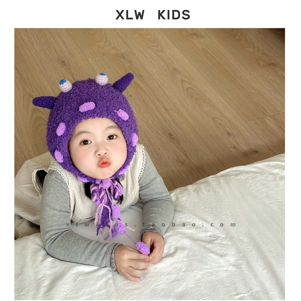 Children's Knitted Hat Cartoon Funny Wool Keep Kids' Headwear