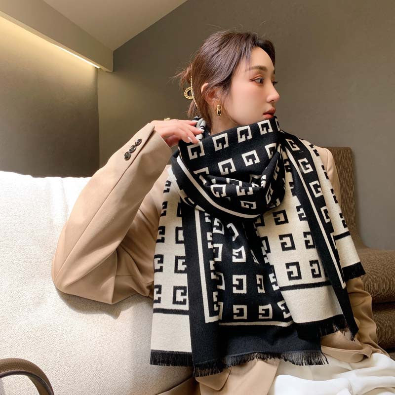 Women's Letter Artificial Cashmere Korean Warm Shawl Scarfs