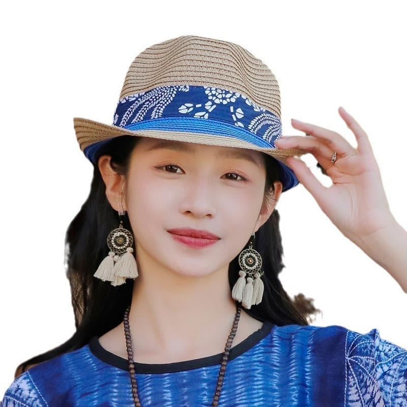 Women's Ethnic Style Big Brim Straw Hat Sun Protection Hats & Caps