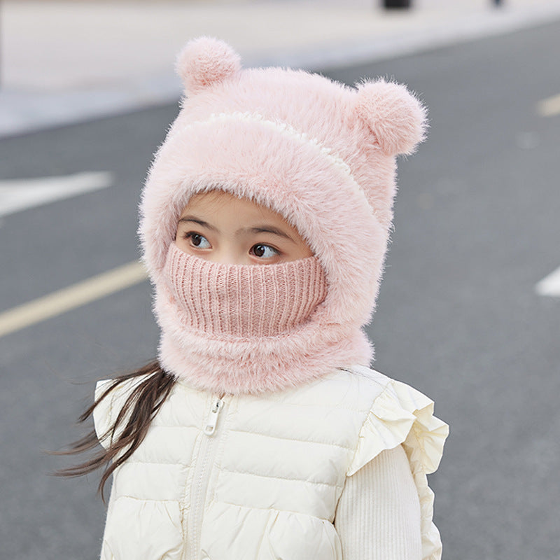 Children's Mask One-piece Thermal Windproof Earflaps Slipover Kids' Headwear