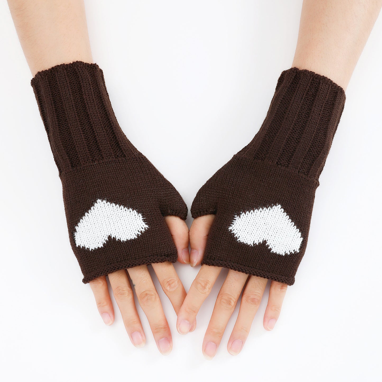 Women's Fashionable Knitted Wool Keep Warm Half Finger Gloves