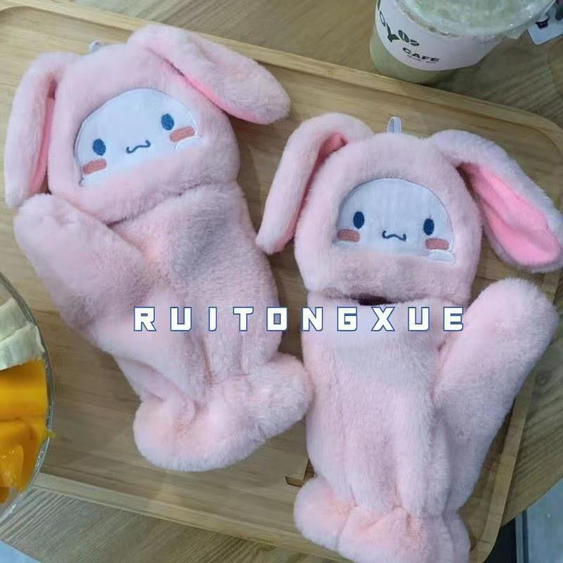 Winter Cute Funny Plush Mittens Cat Female Warm Thickened Gloves