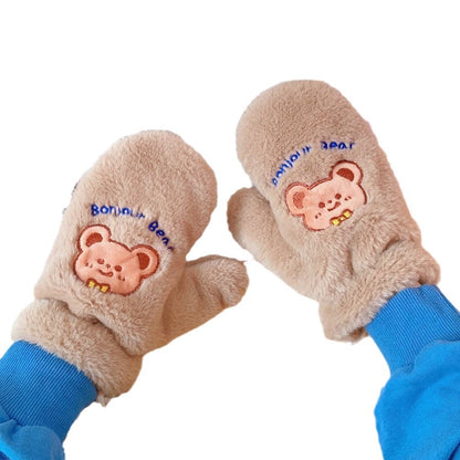 Cartoon Fleece-lined Thick Windproof Warm Leisure Gloves