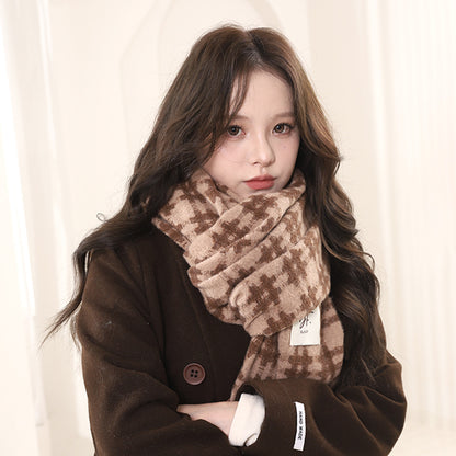 Women's Plaid Winter Thickened Warm Korean Style Scarfs