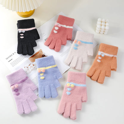 Female Winter Thermal Finger Draw Write Playing Gloves