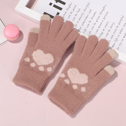 Women's Touch Screen Cat's Paw Warm Fashion Veet Padded Gloves