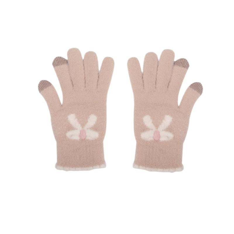 Women's Touch Screen Knitted Wool Keep Warm Five-finger Gloves