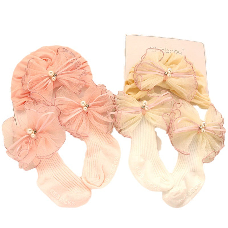 Korean Style Pearl Mesh Bowknot Little Princess Kids' Headwear