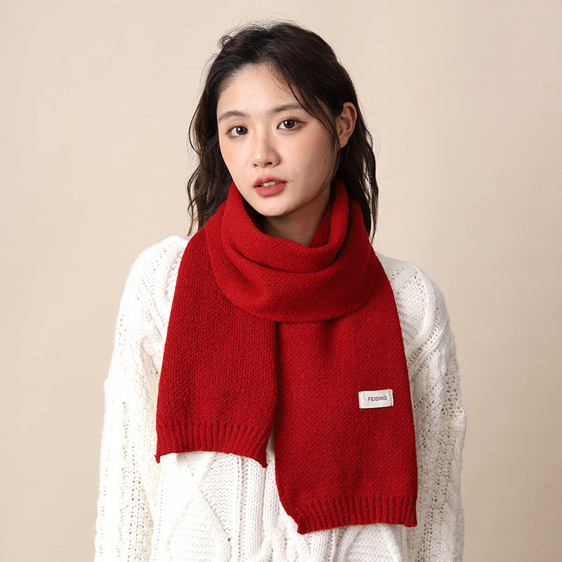 Women's & Men's High Sense Korean Style Warm Knitted Pure Color Scarfs