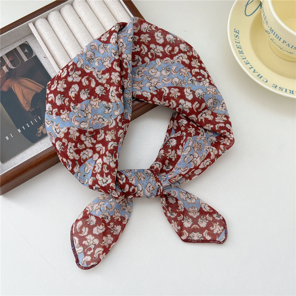 Women's Band Cotton Linen Small Square Towel Scarfs