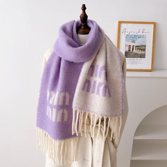 Women's & Men's Autumn Wool Blended High-grade Thickened Letter Scarfs