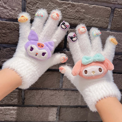 Panda Plush Female Winter Cycling Warm Cute Gloves