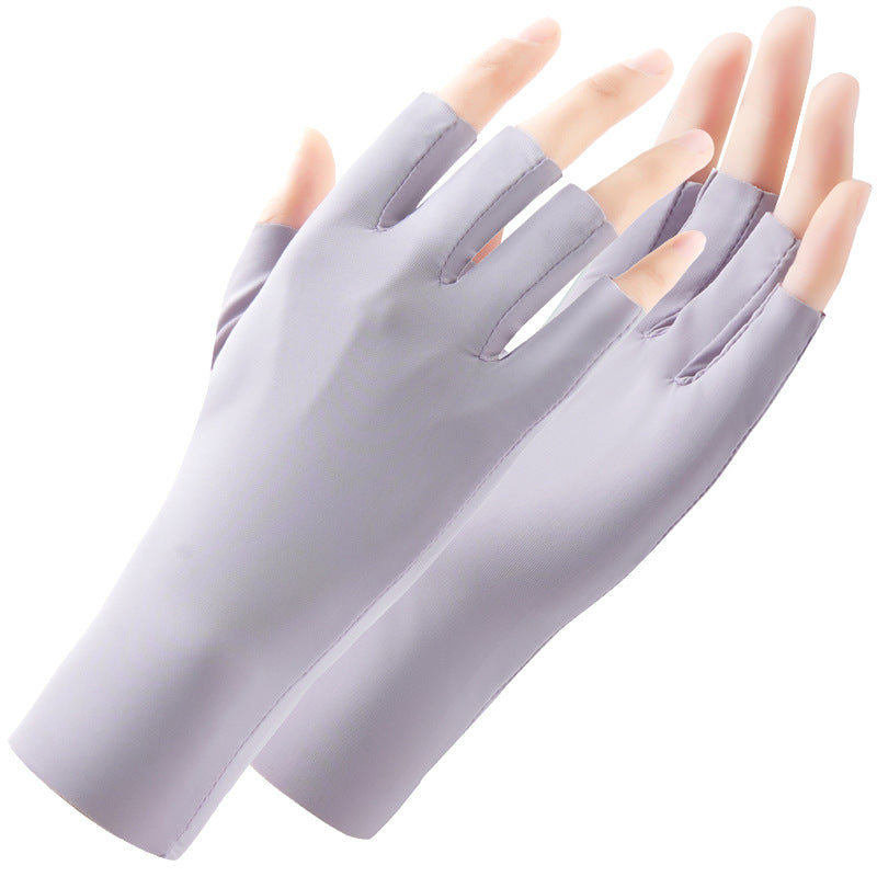 Protection Half Finger Silk Ice Uv Nail Riding Sports Gloves