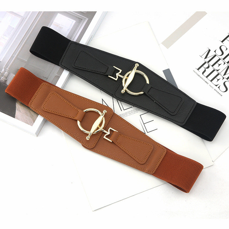 Women's With Skirt Trendy Elastic Stretch Dress Outerwear Decorative Belts