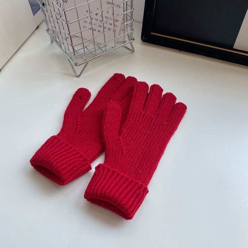 Knitted Five-finger Long Touch Screen Keep Warm Gloves