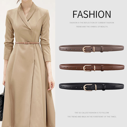 Women's Alloy Pin Buckle Cowhide High-grade Simple Belts