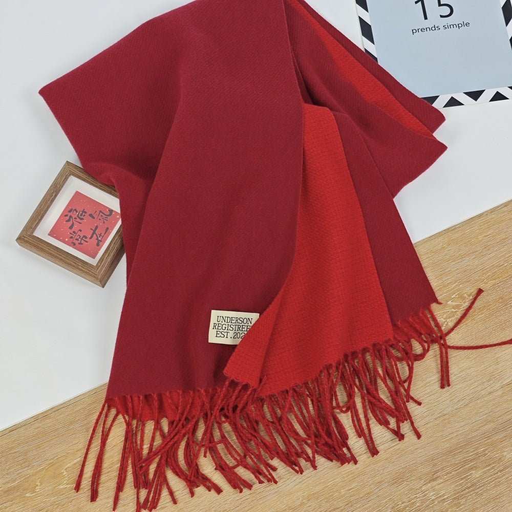 Women's Korean Double-sided Two-color Artificial Cashmere High-grade Scarfs