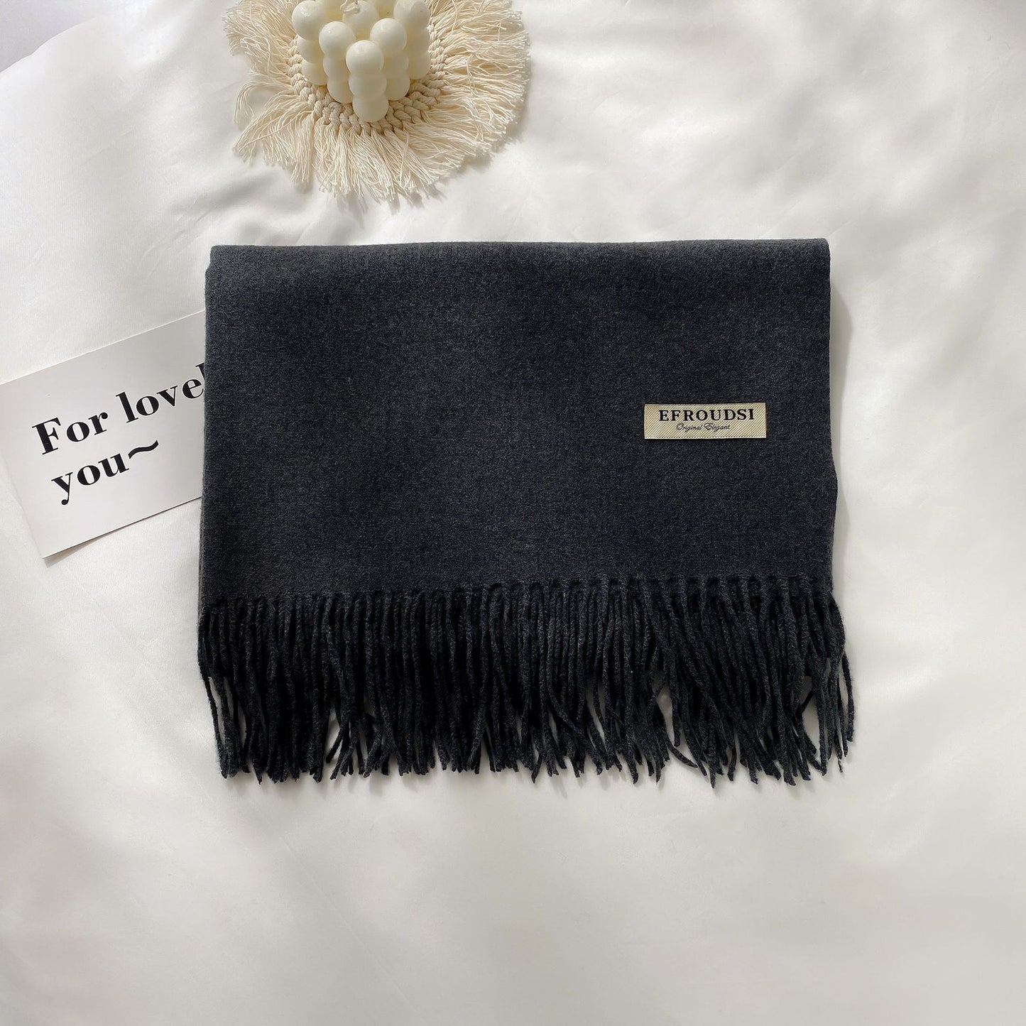 Solid Color Female Tassel Cashmere Winter Air Conditioning Scarfs