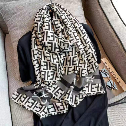 Broadcast Korean Style Printed Cotton Linen Classic Scarfs