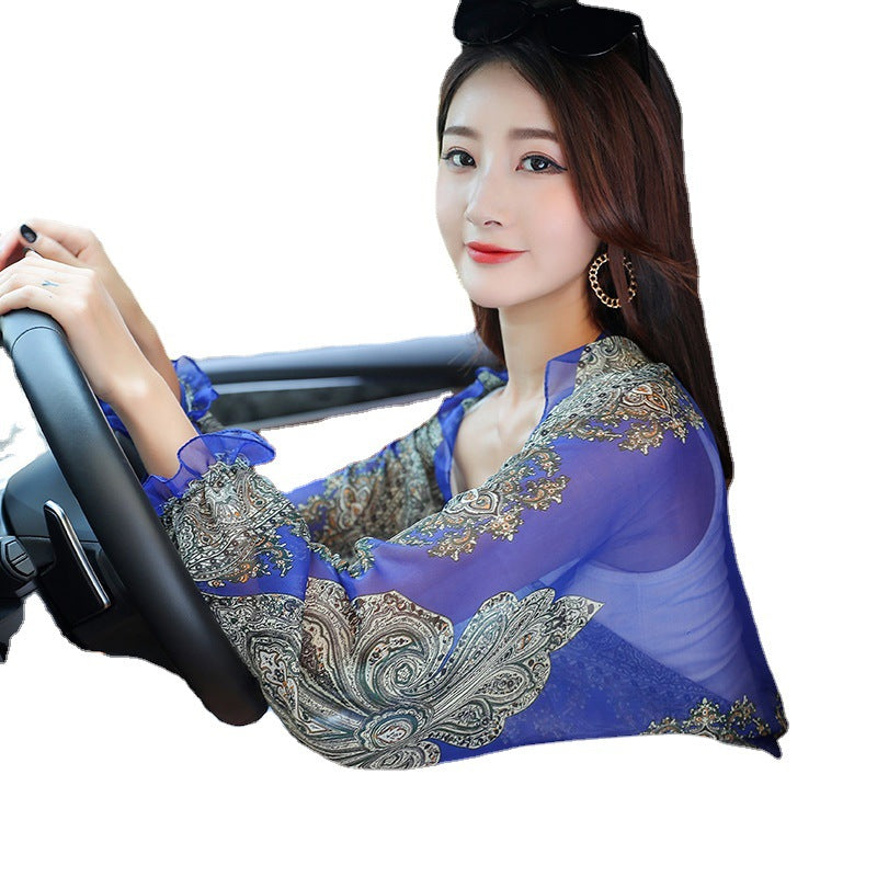 Women's Uv Driving Cycling Long Cuff Chiffon Scarfs