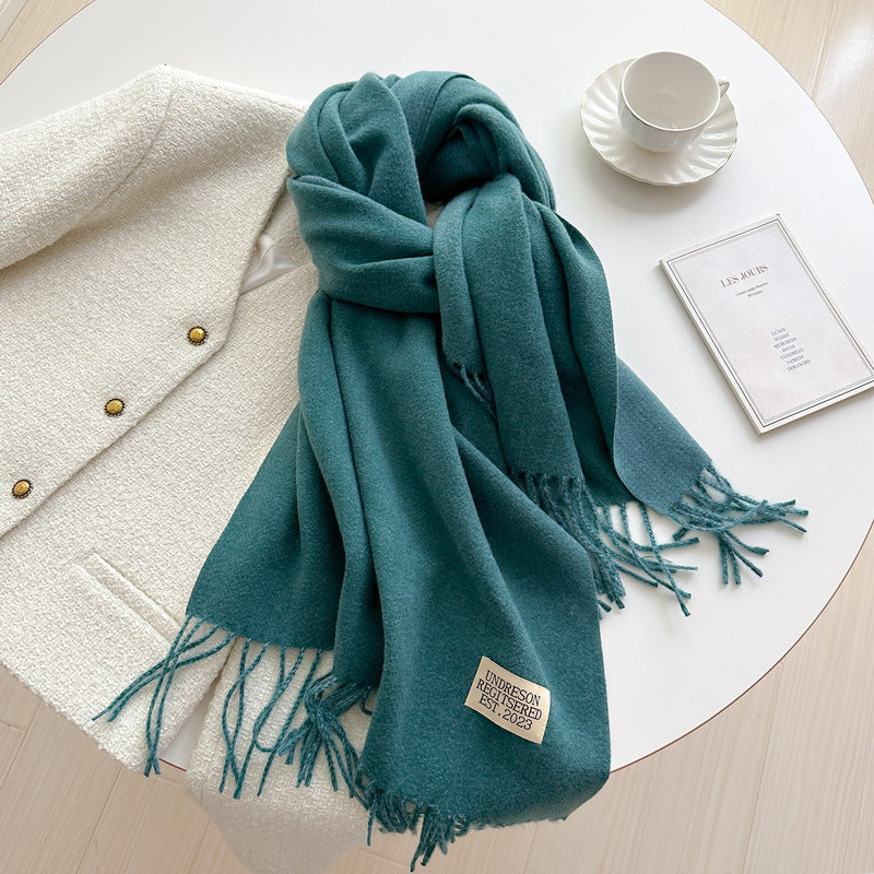 Women's Korean Double-sided Artificial Cashmere Pure Color Warm Scarfs