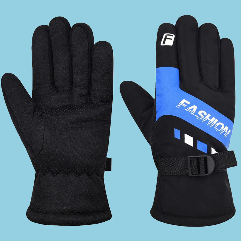 Men's Fleece Lined Padded Warm Keeping Ski Riding Gloves