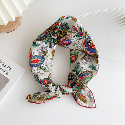 Women's Linen Small Square Towel Silk Artistic Scarfs