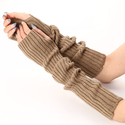 Women's & Men's Straight Sleeve Cover Knitted Wool Bundy Open Finger Warm Gloves