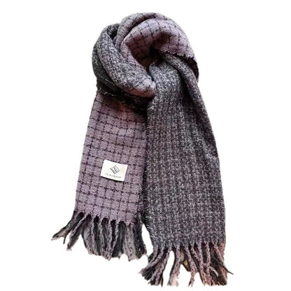 Women's Korean Type Plaid Tassel High-grade Warm Scarfs