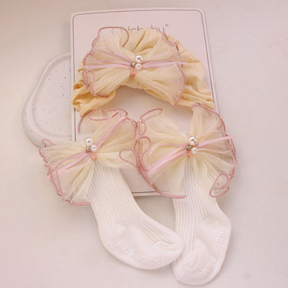 Korean Style Pearl Mesh Bowknot Little Princess Kids' Headwear