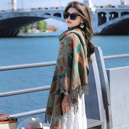 Women's Ethnic Style Cape Shawl Thickened Cashew Pattern Western Scarfs