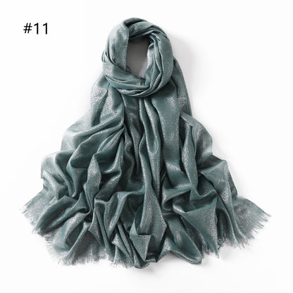 Women's Color Soft Thin Golden Sier Cord Scarfs