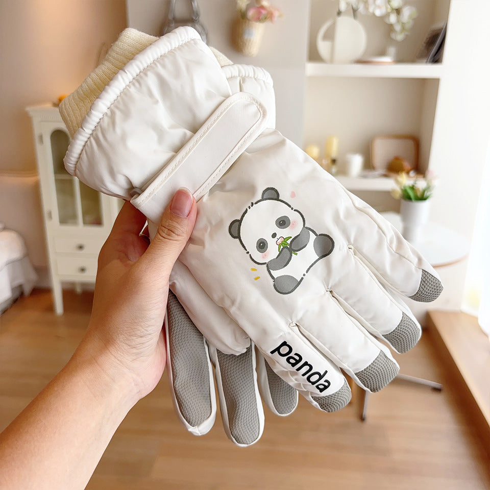 Cute Panda Windproof Riding Ski Outdoor Gloves